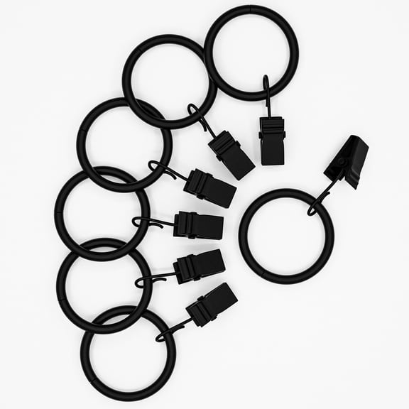Mainstays 1" Black Curtain Clip Rings (7 Pack)