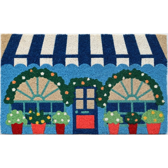 Mainstays 18"x30" Blue Flower Shop Coir Fiber Doormat
