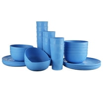 Mainstays 30-Piece Blue Etched Easter Egg Plastic Dinnerware Set, Includes 10 Plates, 10 Bowls, 10 Tumblers