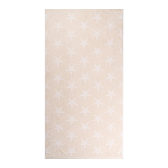 Mainstays Patriotic Cotton Blend Beach Towel, 36 x 72 in, Beige Star
