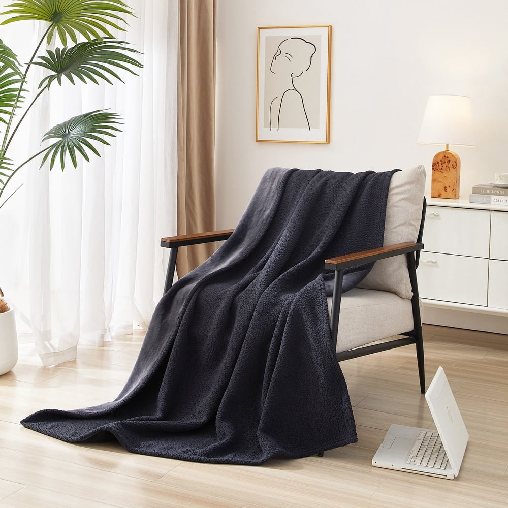 Mainstays Reversible Cozy Boucle Chenille Plush Throw, Greystone 50" x 70"