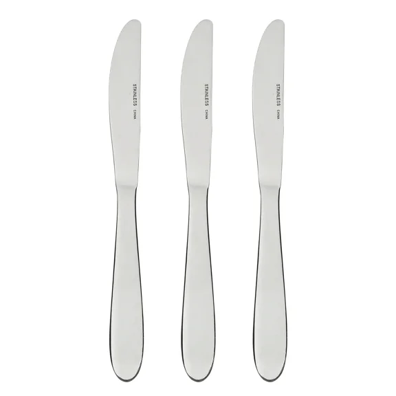 Mainstays Breck Stainless Steel Dinner Knife, Adult 3 Piece Set, Silver
