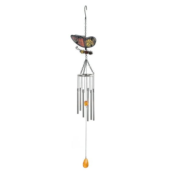 Mainstays Butterfly Glass and Metal Outdoor Wind Chime, Weather-Resistant