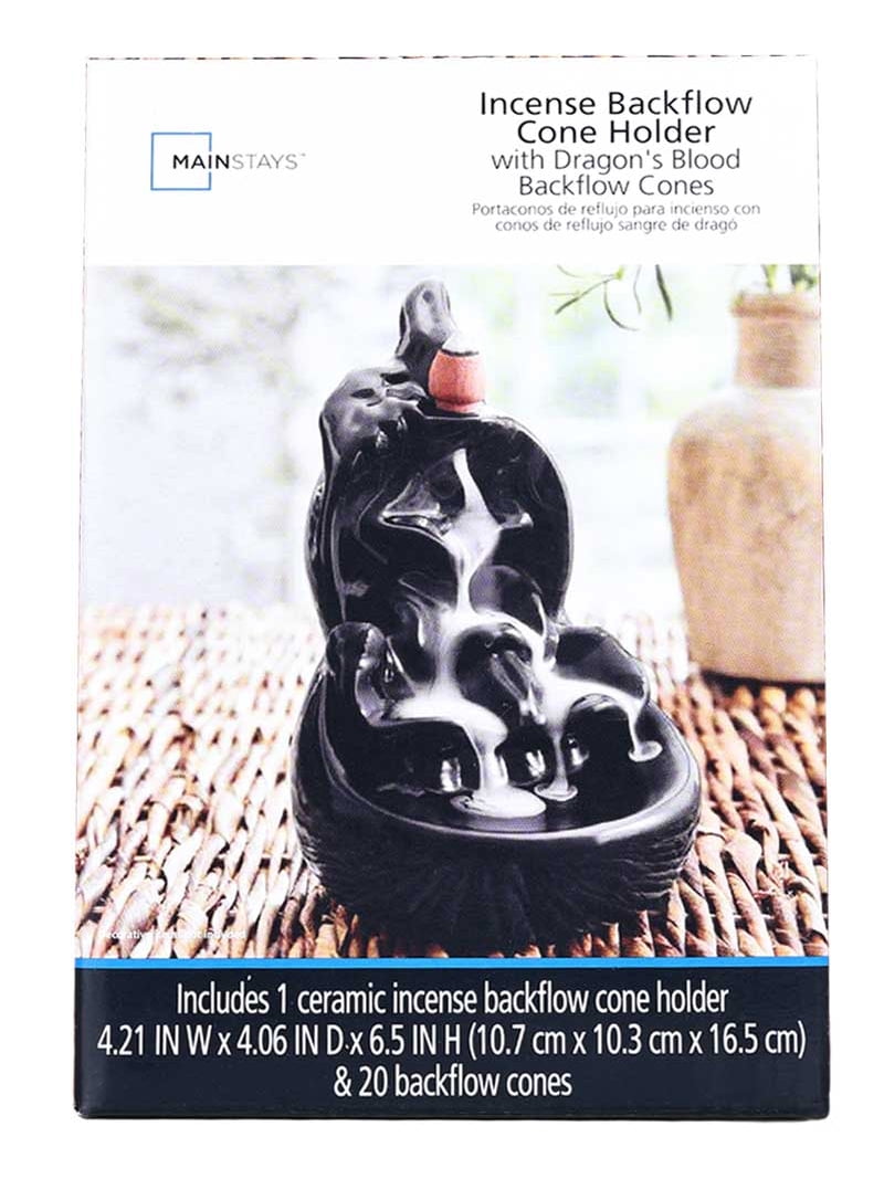 Mainstays Black Ceramic Backflow Incense Burner Lillies Waterfall