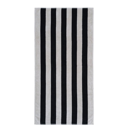 Mainstays Cabana Stripe Cotton Blend Beach Towel, 58 in x 28 in, Black & Tan