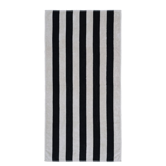 Mainstays Cabana Stripe Cotton Blend Beach Towel, 58" x 28", Blank & Tan