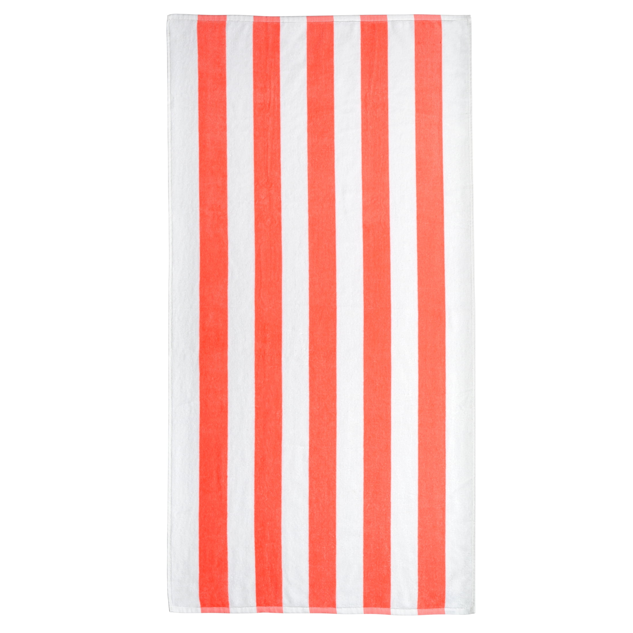 Mainstays Cabana Stripe Cotton Blend Beach Towel, 58" x 28", Coral