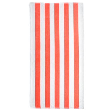 Mainstays Cabana Stripe Beach Towel, 58 in x 28 in, Coral