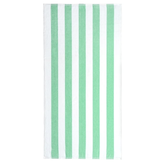 Mainstays Cabana Stripe Cotton Blend Beach Towel, 58" x 28", Mint Fluff