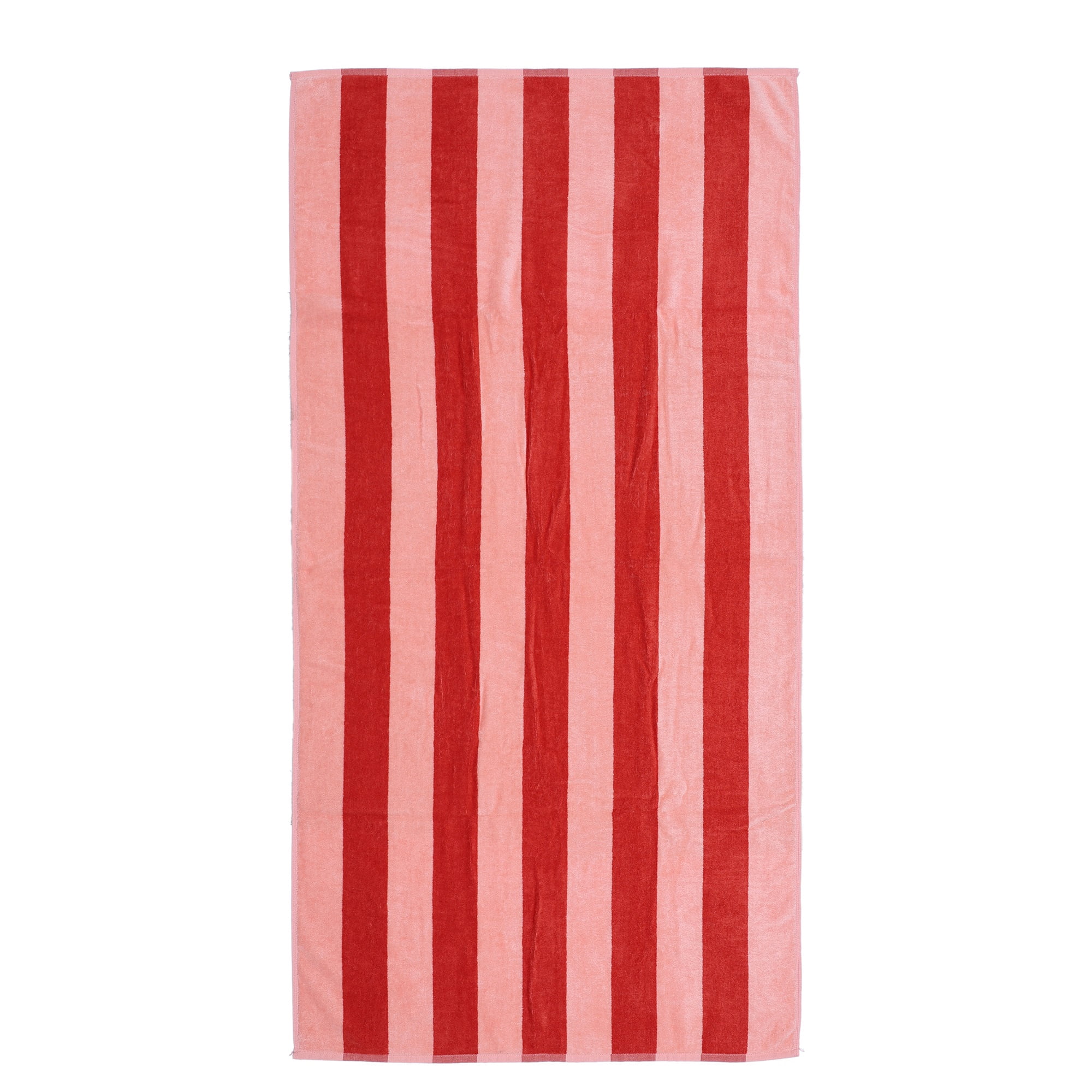 Mainstays Cabana Stripe Beach Towel, 58" x 28", Pink & Red