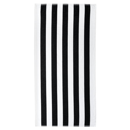 Mainstays Cabana Stripe Beach Towel, 58 in x 28 in, Black