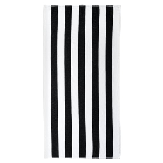 Mainstays Cabana Stripe Cotton Blend Beach Towel, 58" x 28", Black