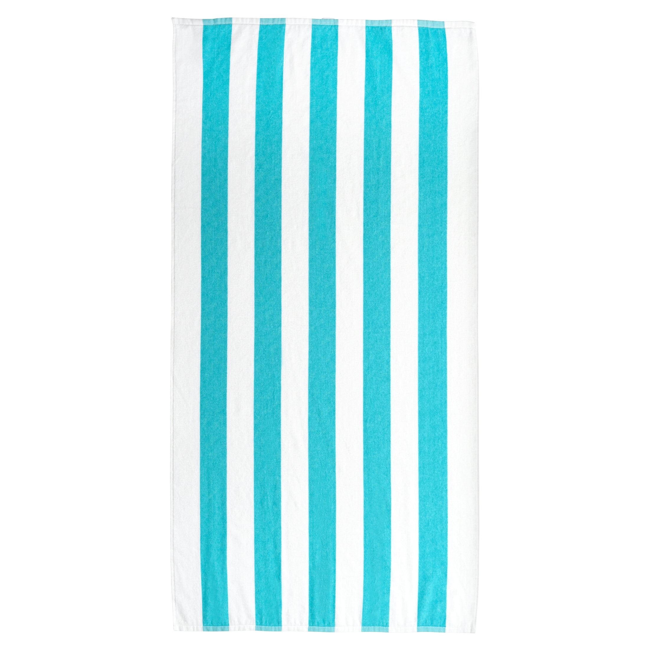 Mainstays Cabana Stripe Cotton Blend Beach Towel, 58" x 28", Teal Splash
