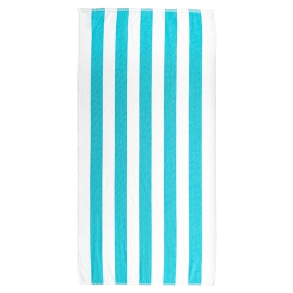 Mainstays Cabana Stripe Cotton Blend Beach Towel, 58" x 28", Teal Splash