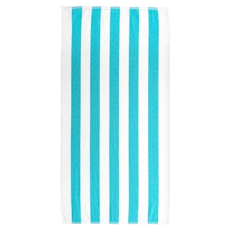 Mainstays Cabana Stripe Beach Towel, 58 in x 28 in, Teal Splash