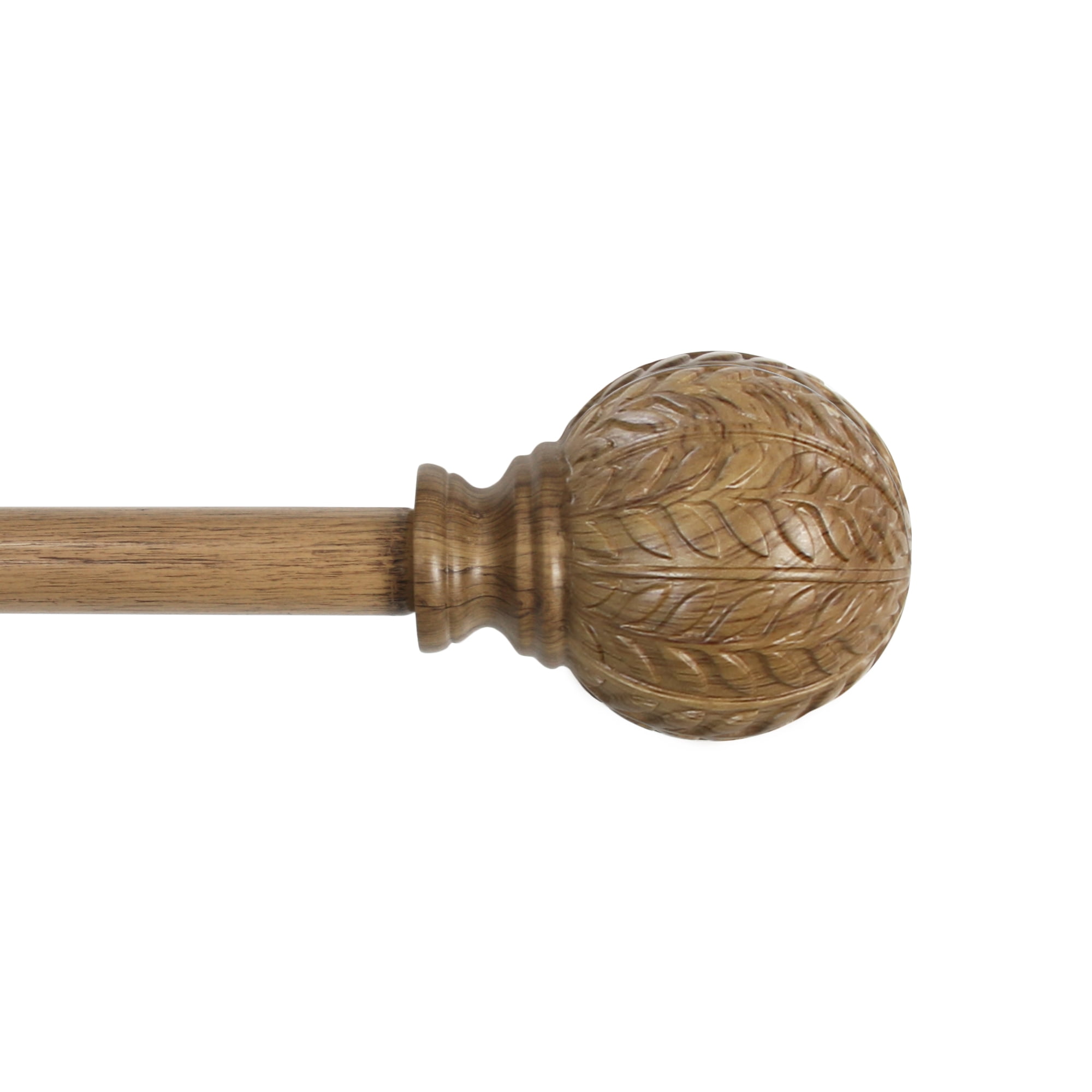 Mainstays 3/4" Carved Faux Wood Ball Single Curtain Rod, 25-84", Walnut