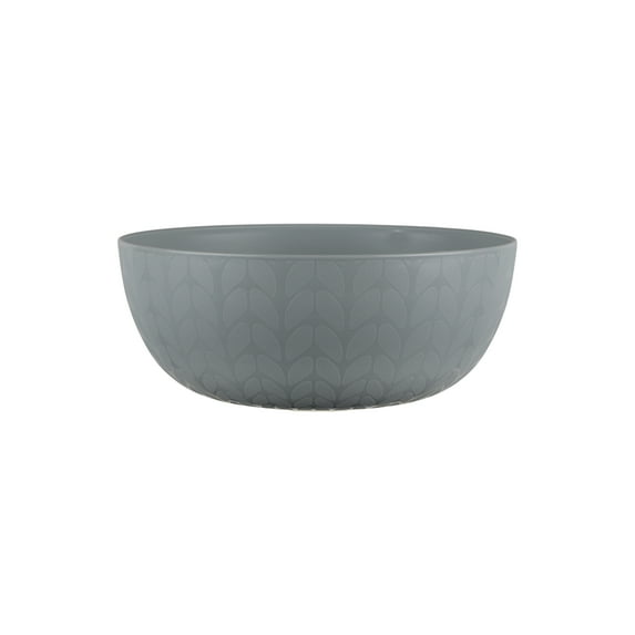 Mainstays - Light Grey Round Plastic Cereal Bowl, Interwoven Braided Etched, 38-Ounce