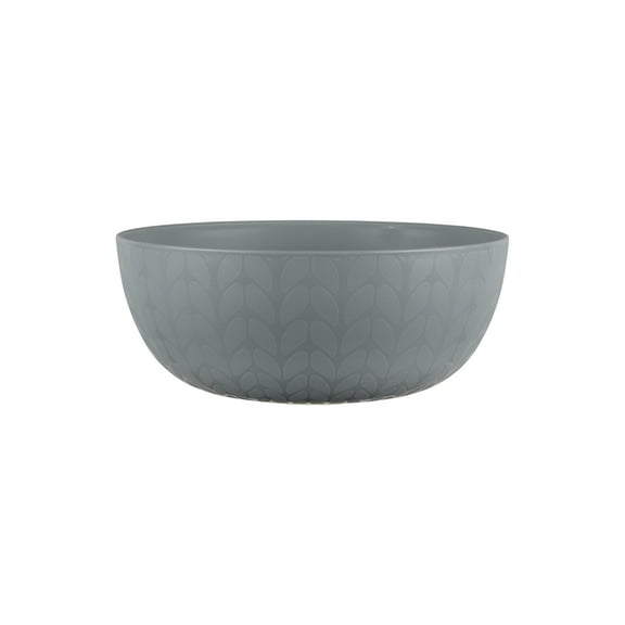Mainstays - Light Grey Round Plastic Cereal Bowl, Interwoven Braided Etched, 38-Ounce