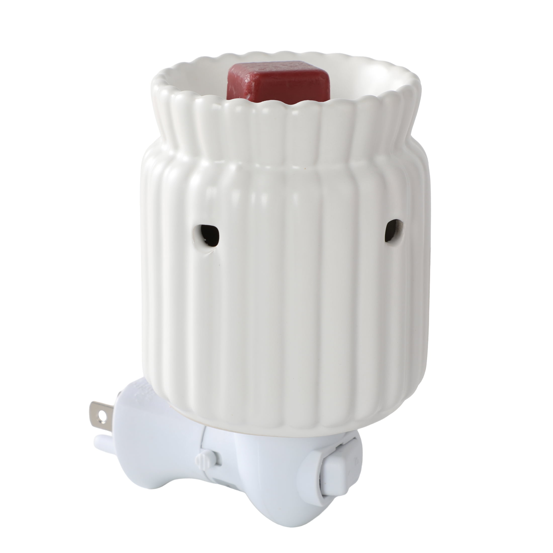 Mainstays Ribbed Ceramic Wax Melt Plug-in Warmer, Artic White