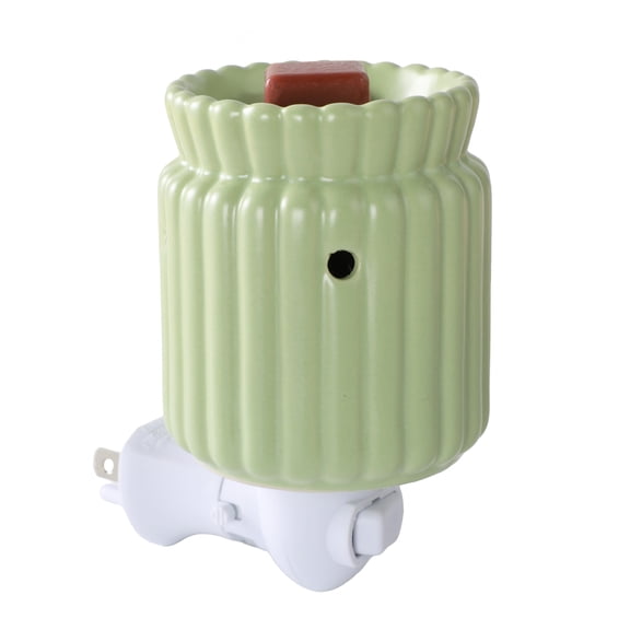 Mainstays Ribbed Ceramic Wax Melt Plug-in Warmer, Olive Grove