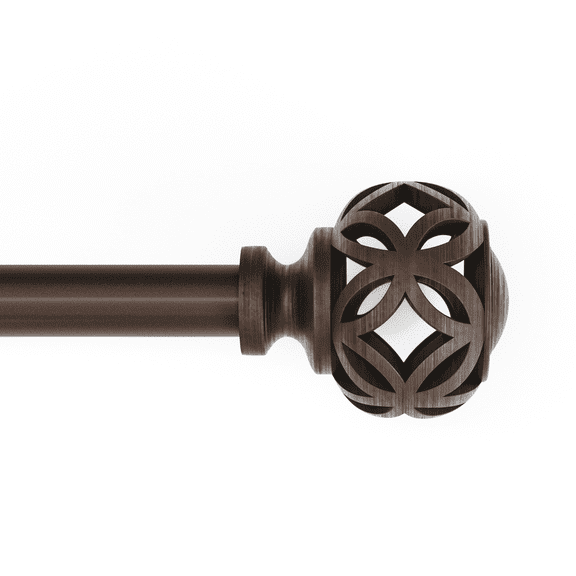Mainstays 3/4" Bronze Filigree Knob Adjustable Single Curtain Rod Set, 23-84"