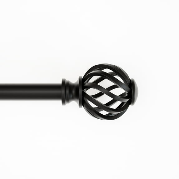 Mainstays 3/4" Black Twist Cage Adjustable Single Curtain Rod Set, 30-84"