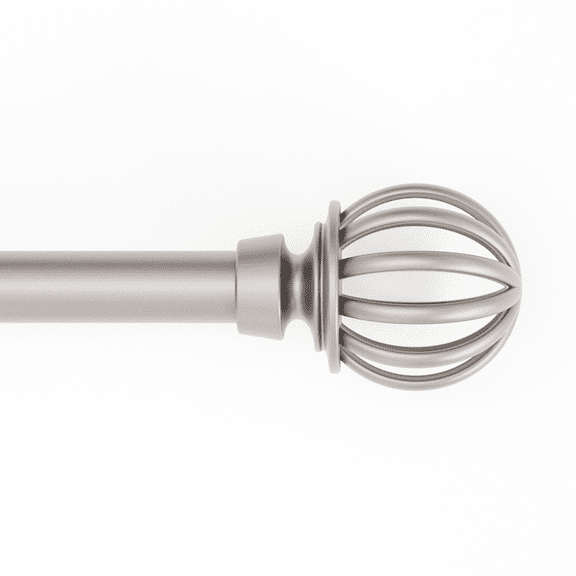 Mainstays 1/2" Nickel Macey Cage Adjustable Single Curtain Rod Set, 48"-84"