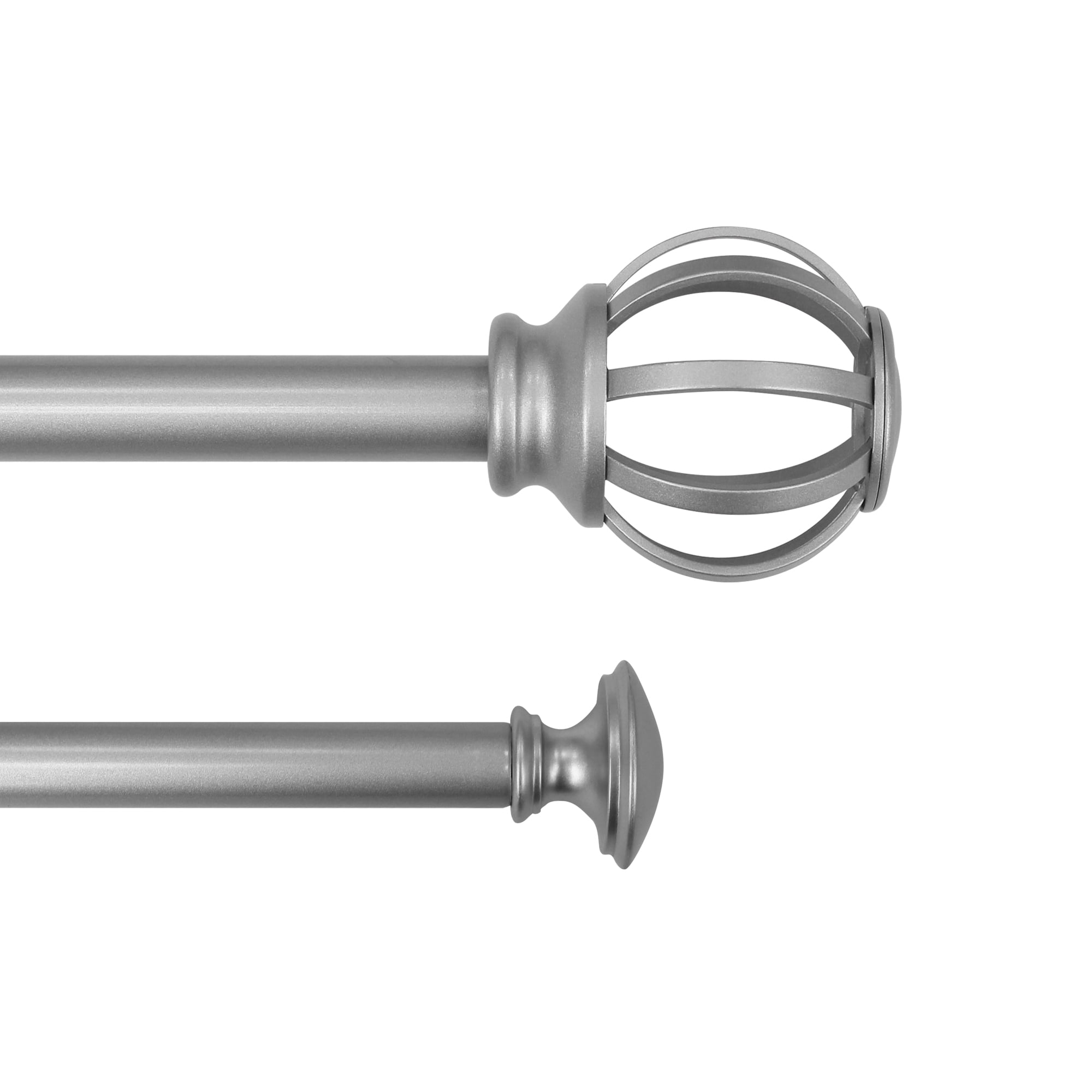 Mainstays 5/8" & 3/4" Metal Cage Double Curtain Rod, 25-84", Nickel