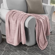 Mainstays Textured Plush Oversized Couch Throw Blanket, Pink Smoke, 50 x 72 in
