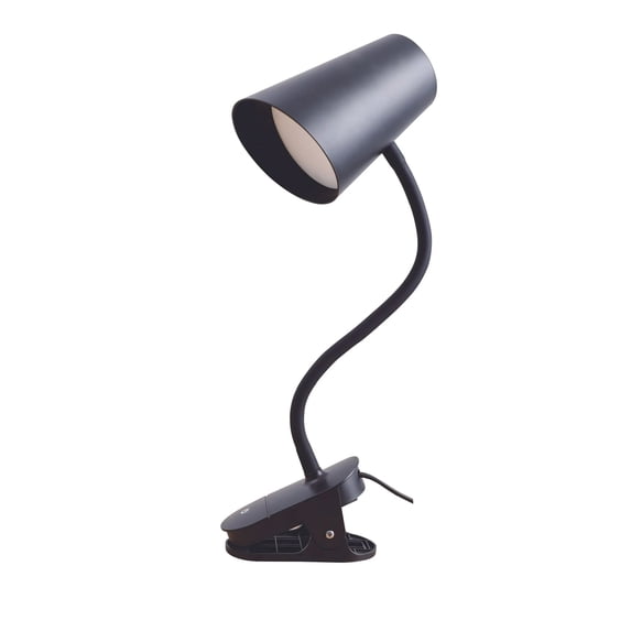 Mainstays LED Clip Desk Lamp, Adjustable Flexible Gooseneck, Matte Black Finish, Energy Efficient, 1-Pack