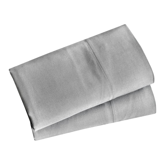 Mainstays 100% Cotton Dreamy Soft 2‑Pack 220 Thread Count Brushed and Washed Sateen Cotton Standard Pillowcases, Soft Silver
