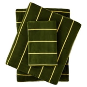 Mainstays Dreamy Soft 3-Piece Bed Sheet Set, 100% Cotton, 220 Thread Count, Deep Pocket, Twin/Twin XL, Green Stripe