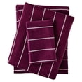 thumbnail image 1 of Mainstays 3-Piece 220 Thread Count Maroon and Pink Stripe 100% Peached Cotton Dreamy Soft Bed Sheet Set, Twin/Twin XL, 1 of 7