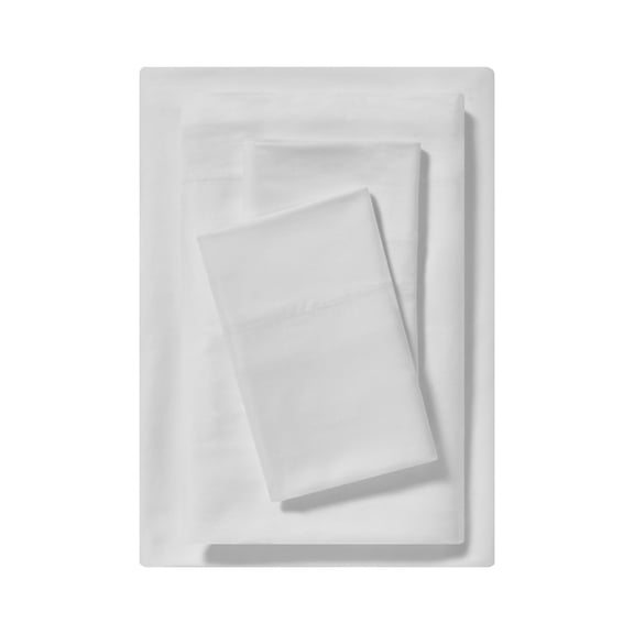 Mainstays Dreamy Soft 4‑Piece 220 Thread Count Brushed and Washed Sateen Cotton Bed Sheet Set, Deep Pocket, King, Artic White
