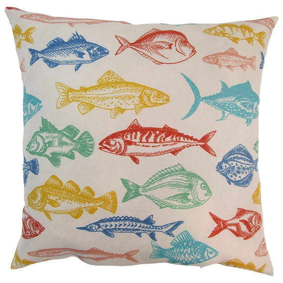 Mainstays 16" x 16" Reversible Decorative Outdoor Throw Pillow, Mulitcolor Fish