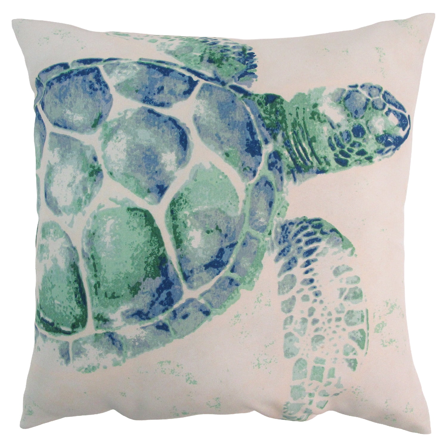 Mainstays 16" x 16" Reversible Decorative Outdoor Throw Pillow, Teal Turtle