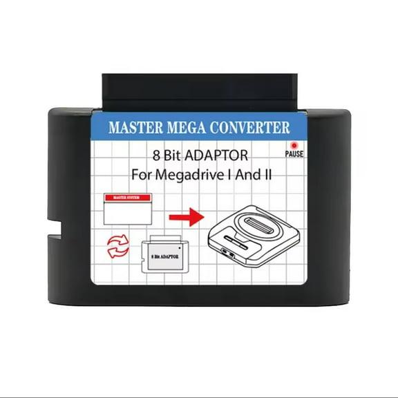 Master System Adapter & 1000 Games Cartridge,Play Retro 8-Bit Games on Genesis,SEGA Mega Drive Compatible,Classic Gaming Bundle (MS Cartridge Converter)