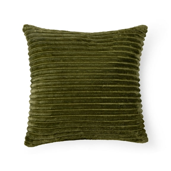 Mainstays 18 x 18 Winter Chalet Corduroy Carved Velvet Plush Polyester Decorative Pillow