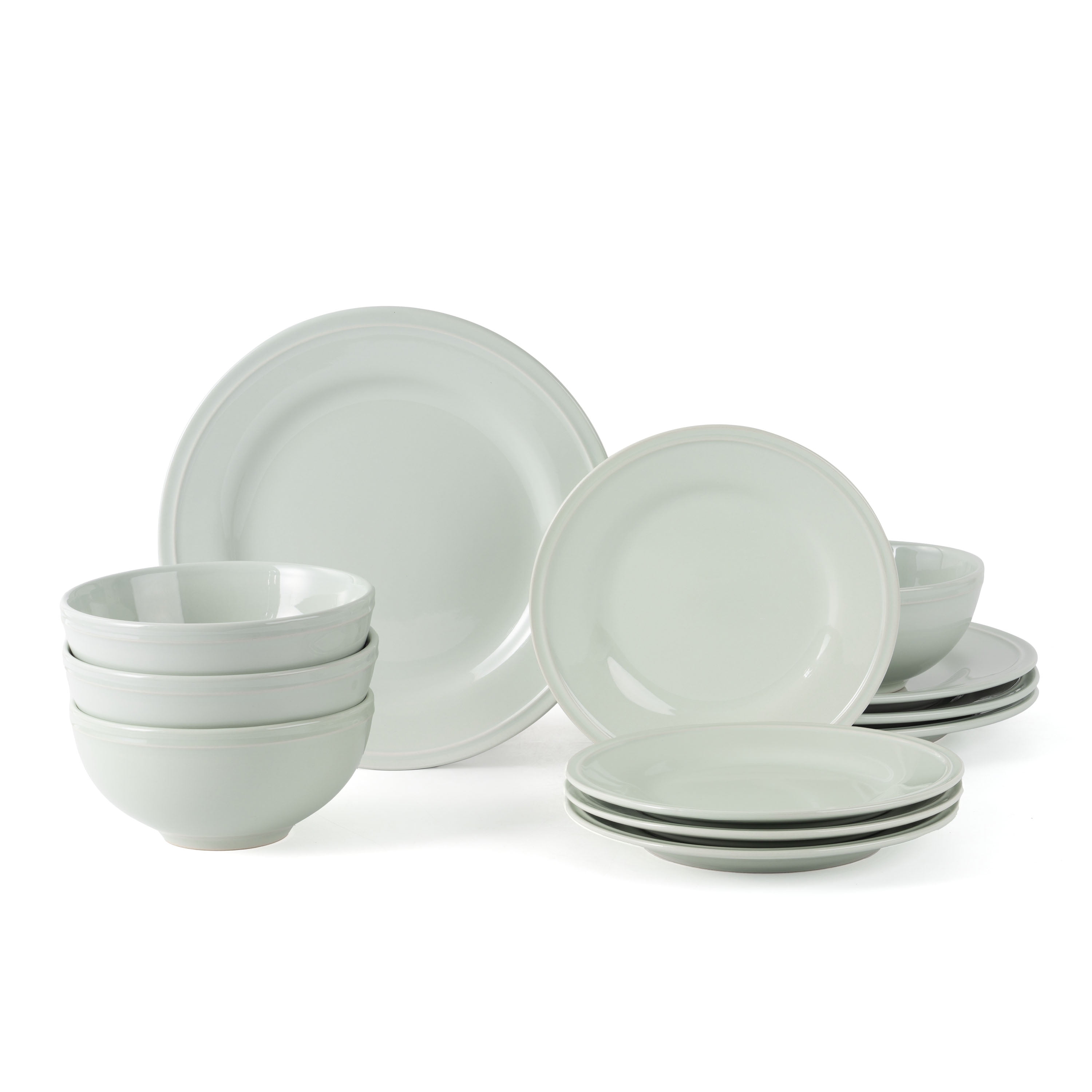 MORIYAMA ブレンドグレー26cm12枚セット Mainstays Darby 12-Piece Stoneware Dinnerware Set Green - Walmart.com