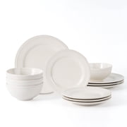 Mainstays Darby 12-Piece Stoneware Dinnerware Set, White