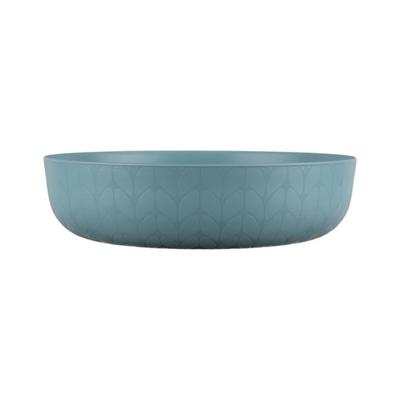 Mainstays - Blue Round Plastic Dinner Bowl, Interwoven Braided Etched, 42-Ounce