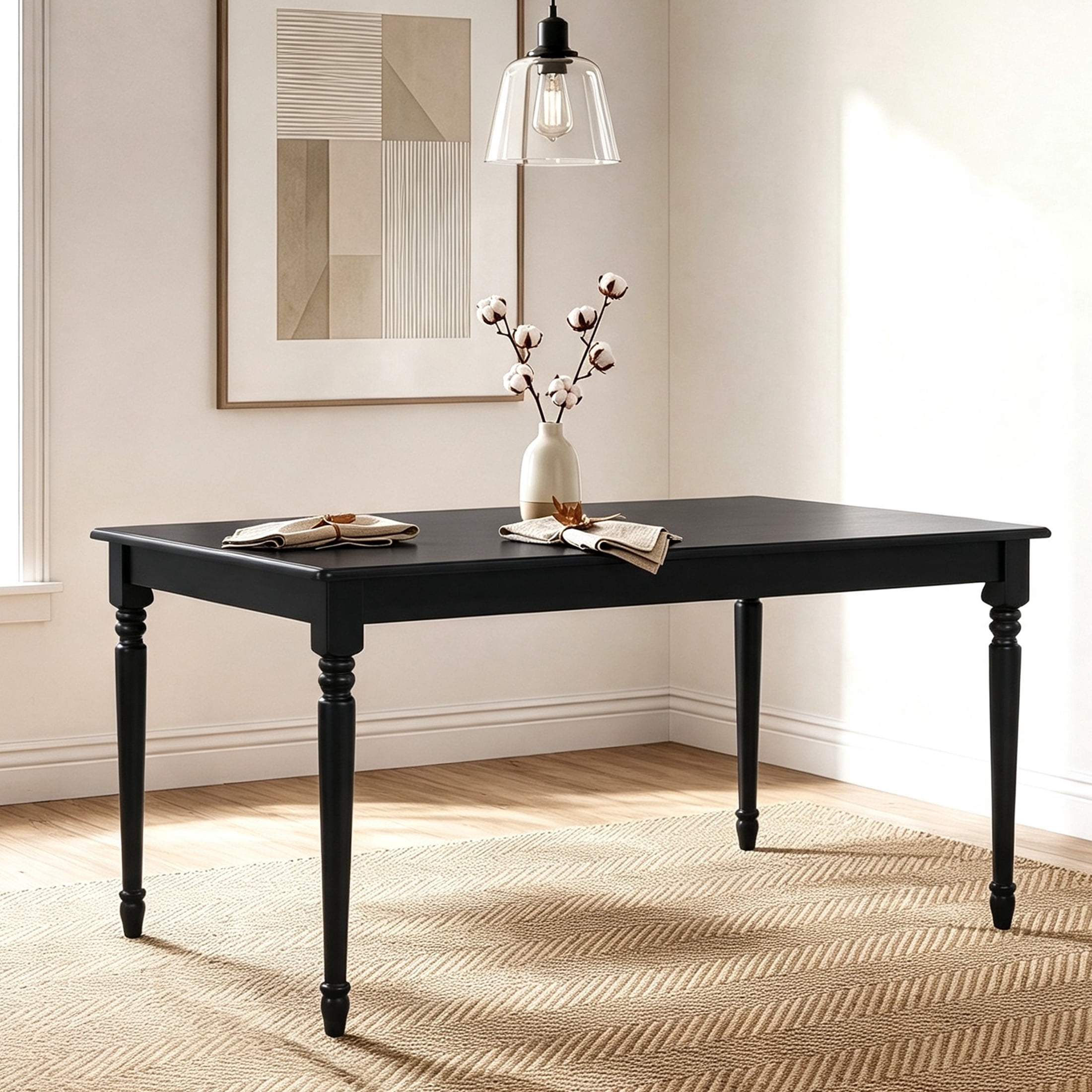 Mainstays Farmhouse Dining Table in Black Finish - Seats 4 to 6