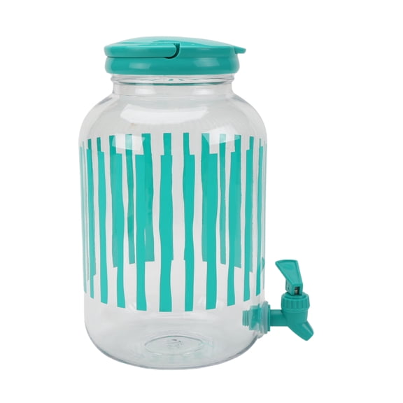Mainstays 1.2-Gallon Acrylic Stripe Beverage Dispenser, Teal