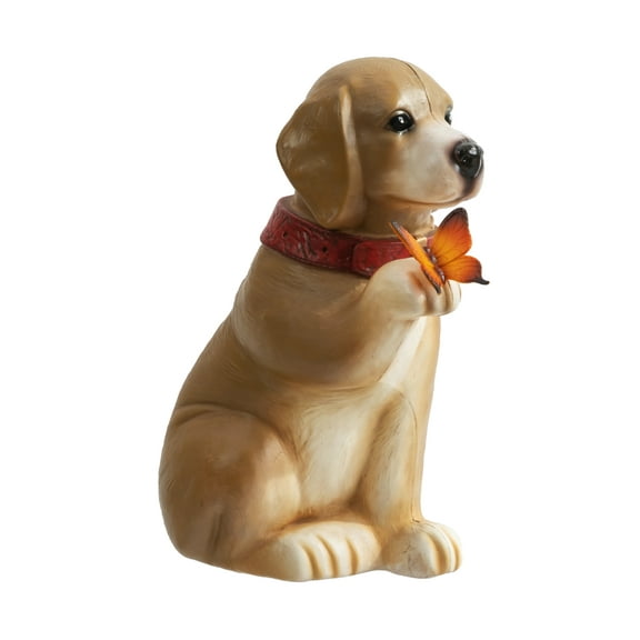 Mainstays Resin Dog Outdoor Garden Statue with Butterfly, Weather-Resistant