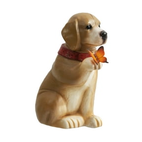 Mainstays Resin Dog Outdoor Garden Statue with Butterfly, Weather-Resistant