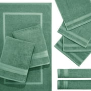 Mainstays 9-Piece 100% Cotton Towel and Bath Mat Dorm Bundle Set, Green Sage