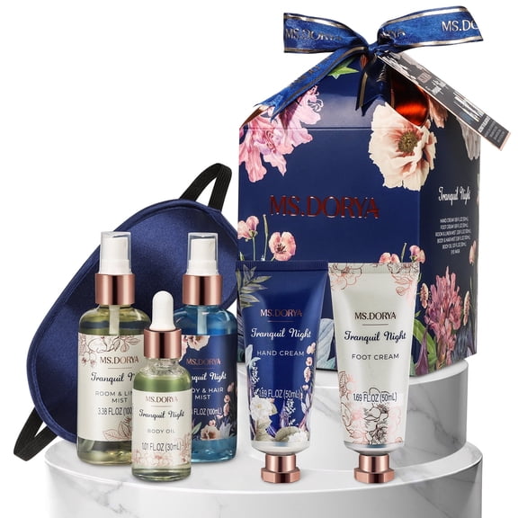 MS.DORYA Bath Gift Sets for Women, Birthday Spa Gifts Kit Beauty Baskets, 6 Pcs
