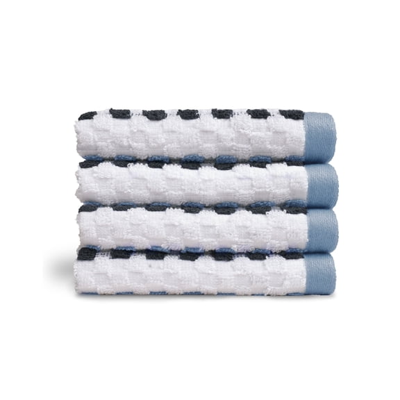 Mainstays Performance 4-Pack Washcloth Set, Blue Dot