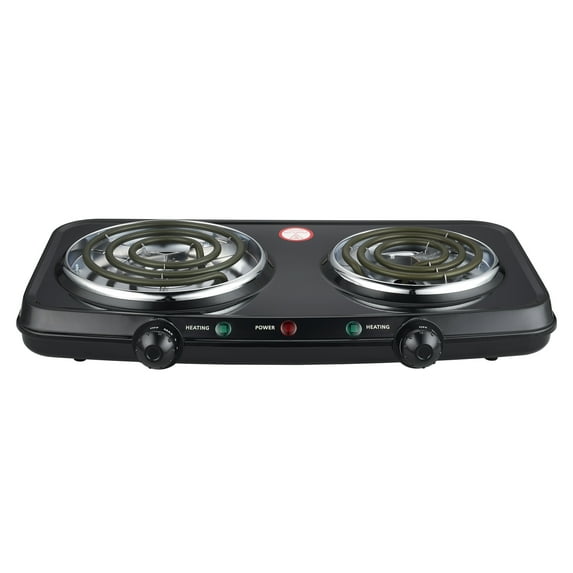 Mainstays Portable Double Burner with Adjustable Temperature Control, 1800W