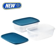 Mainstays Reusable Food Storage Containers, Large Rectangle, Plastic, 2 Pack   2 Containers with Lids, 2.5 Gallons,Ideal for Meal Planning